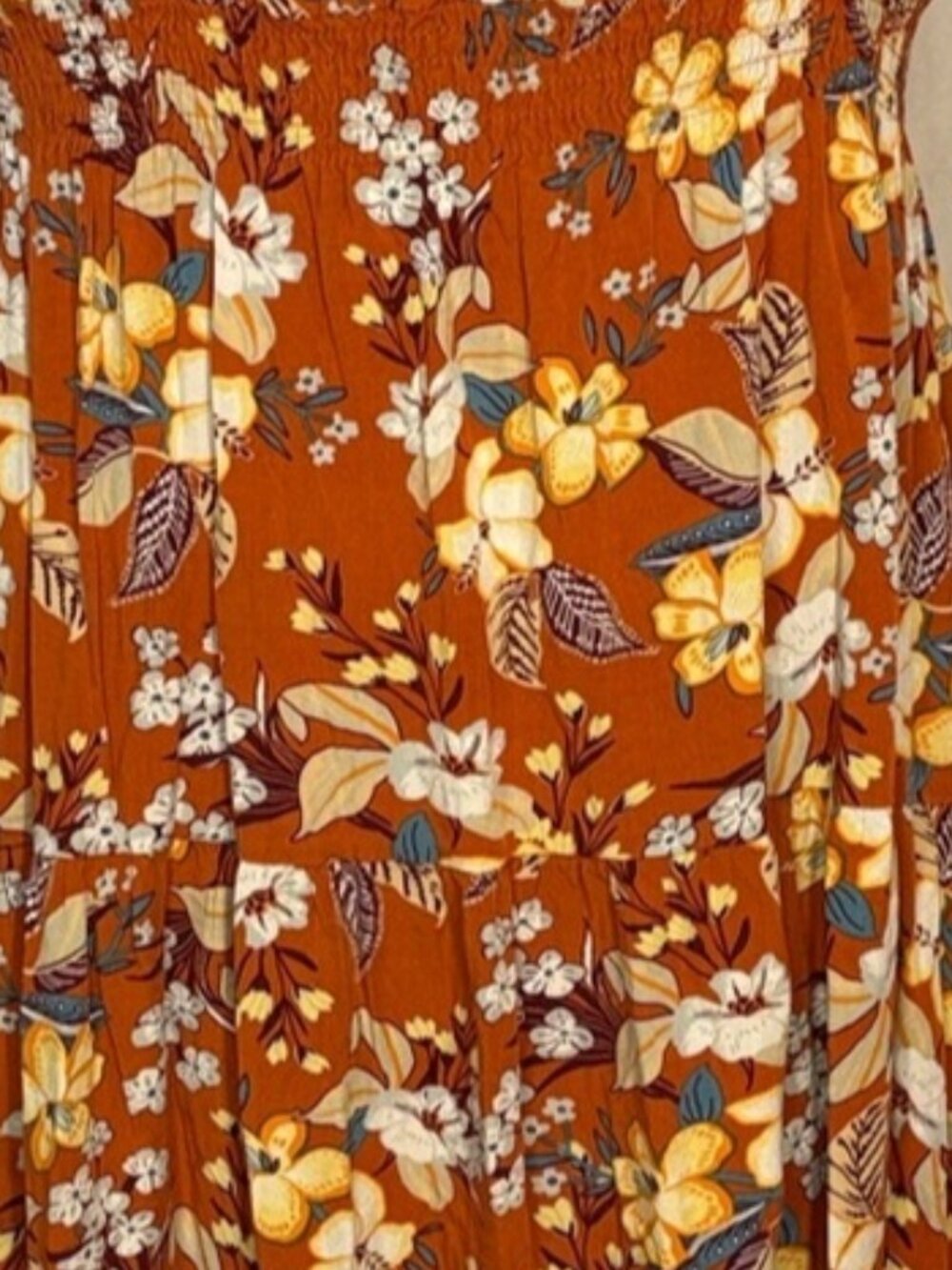 Fall Flirty Floral Button-Front Midi Dress in Rust